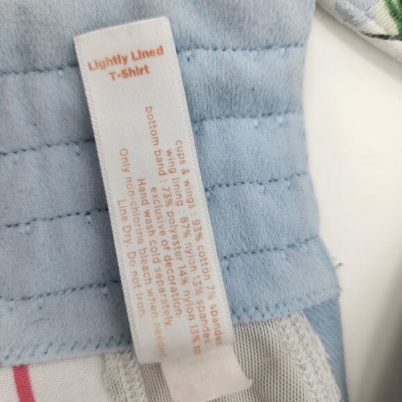 Cacique Lightly Lined T-Shirt Full Coverage Floral Striped Bra Size 46D - Picture 3 of 4